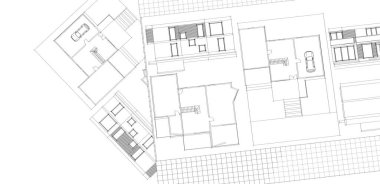 ev planı mimari taslak 3D illüstrasyon