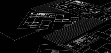 ev planı mimari taslak 3D illüstrasyon
