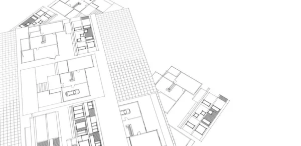 Plan Maison Façades Esquisse Architecturale Illustration — Photo