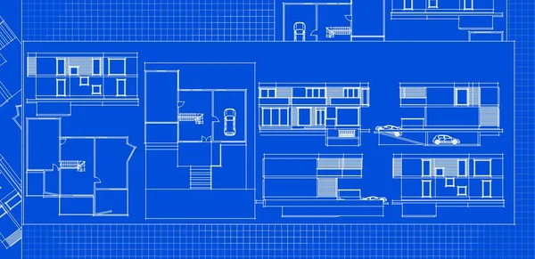 Haus Plan Fassaden Architektonische Skizze Illustration — Stockfoto