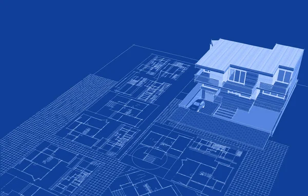 House Plan Facades Architectural Sketch Illustration — Stock Photo, Image