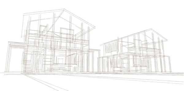 House Architectural Sketch Illustration — Stock Photo, Image