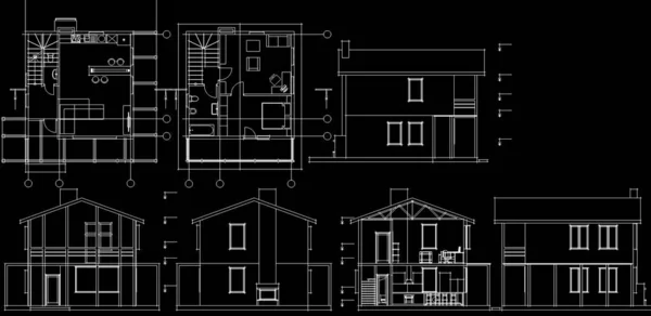 Haus Architektonische Skizze Illustration — Stockfoto