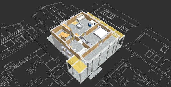 House Architectural Sketch Illustration — Stock Photo, Image