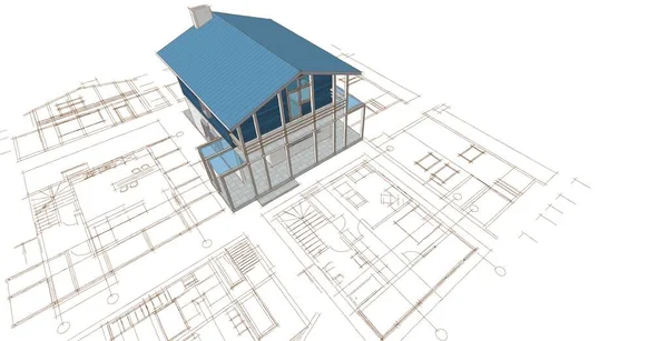 Будинок Архітектурний Ескіз Ілюстрація — стокове фото
