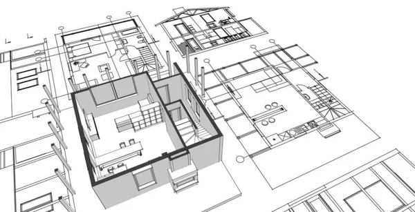 Casa Schizzo Architettonico Illustrazione — Foto Stock