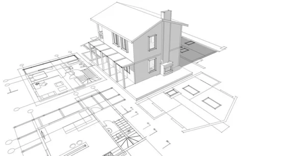 Будинок Архітектурний Ескіз Ілюстрація — стокове фото