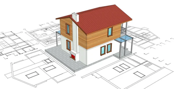 Будинок Архітектурний Ескіз Ілюстрація — стокове фото
