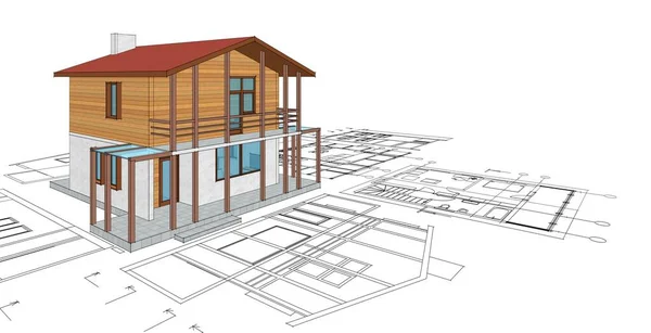 Будинок Архітектурний Ескіз Ілюстрація — стокове фото