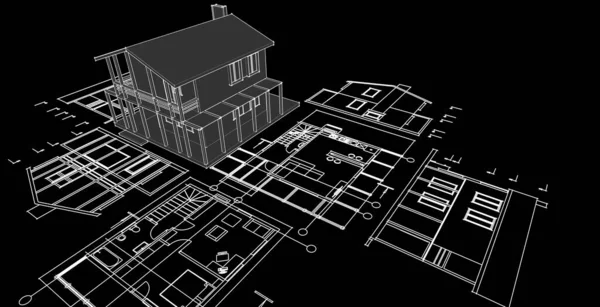 Haus Architektonische Skizze Illustration — Stockfoto