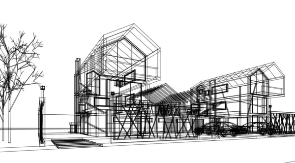 Современный Набросок Дома Иллюстрация — стоковое фото