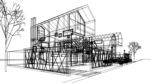 Casa Moderna Boceto Ilustración — Foto de Stock