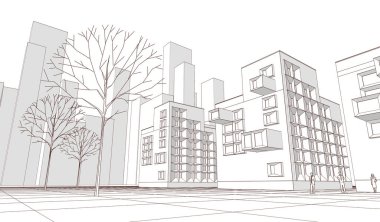 soyut modüler mimari 3d illüstrasyon