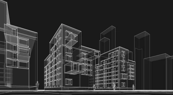 Abstrakcyjna Architektura Modułowa Ilustracja — Zdjęcie stockowe