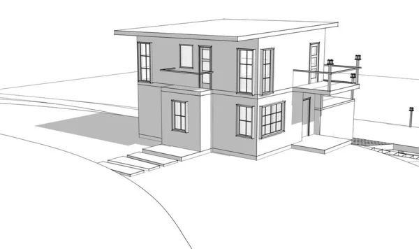 Будинок Архітектурний Ескіз Ілюстрація — стокове фото