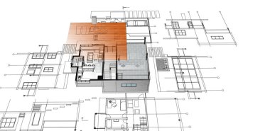 ev planı mimari taslak 3D illüstrasyon