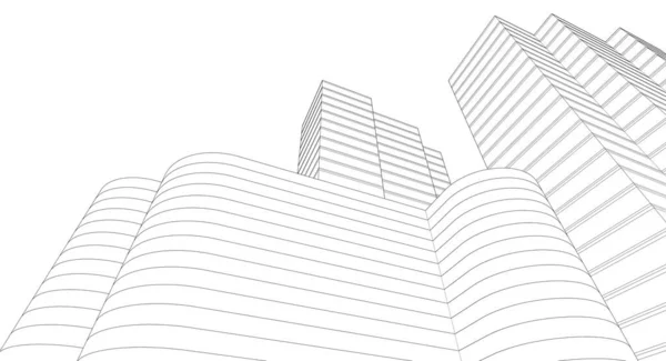 Abstraktní Náčrt Moderní Architektury Ilustrace — Stock fotografie