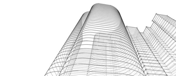 Абстрактна Сучасна Архітектура Ескіз Ілюстрація — стокове фото