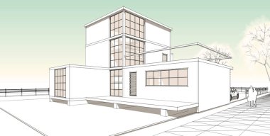 ev mimarisi çizimi 3d illüstrasyon