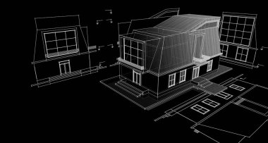 Tavan arası çizimi 3D resimli modern ev