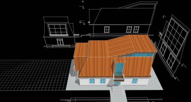 Tavan arası çizimi 3D resimli modern ev