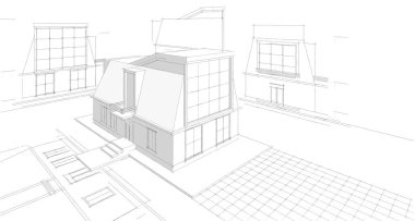 Tavan arası çizimi 3D resimli modern ev