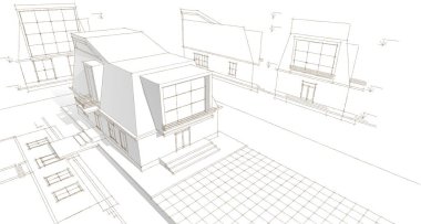 Tavan arası çizimi 3D resimli modern ev