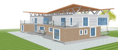 ev mimarisi çizimi 3d illüstrasyon