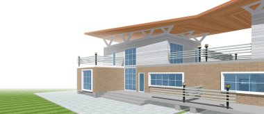 ev mimarisi çizimi 3d illüstrasyon