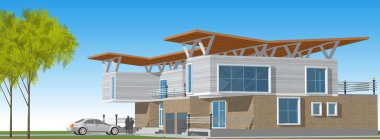 ev mimarisi çizimi 3d illüstrasyon