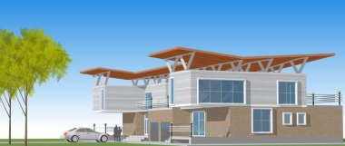 ev mimarisi çizimi 3d illüstrasyon