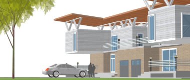 ev mimarisi çizimi 3d illüstrasyon