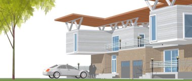 ev mimarisi çizimi 3d illüstrasyon