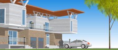 ev mimarisi çizimi 3d illüstrasyon