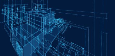 ev planı mimari taslak 3D illüstrasyon