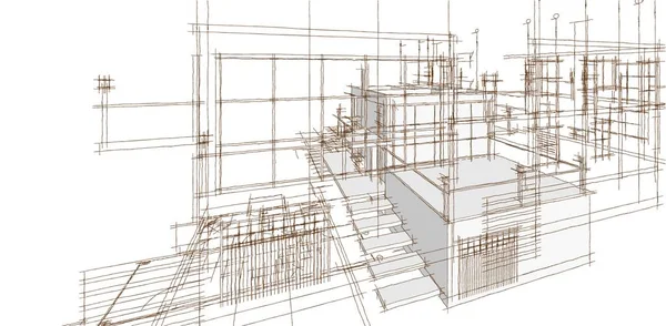 House Plan Facades Architectural Sketch Illustration — Stock Photo, Image