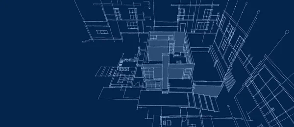 Plan Maison Façades Esquisse Architecturale Illustration — Photo