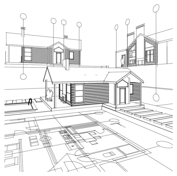Hus Byggnad Illustration — Stock vektor