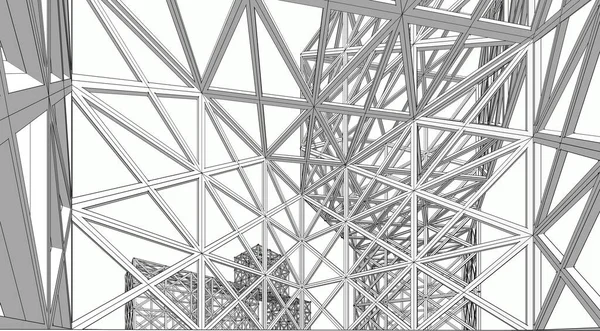 抽象建築3Dイラストスケッチ — ストック写真
