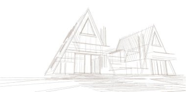 Kasaba mimarisi çizimi 3D illüstrasyon