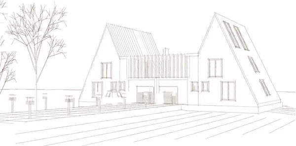 Maison Ville Esquisse Architecturale Illustration — Photo