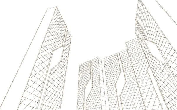 抽象建築3Dイラストスケッチ — ストック写真