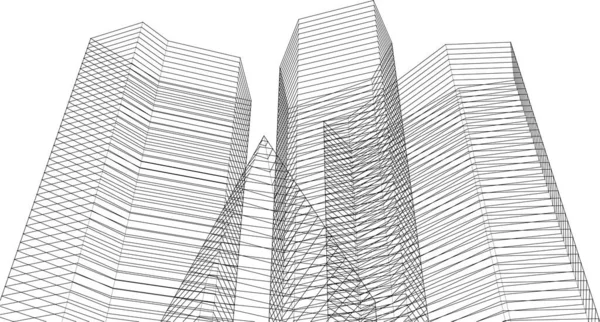 Abstracta Arquitectura Ilustración Boceto — Vector de stock