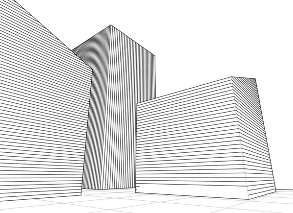 抽象建筑3D示意图 — 图库矢量图片