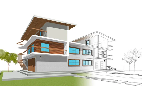 Townhouse Architectural Sketch Illustration — Stock Photo, Image