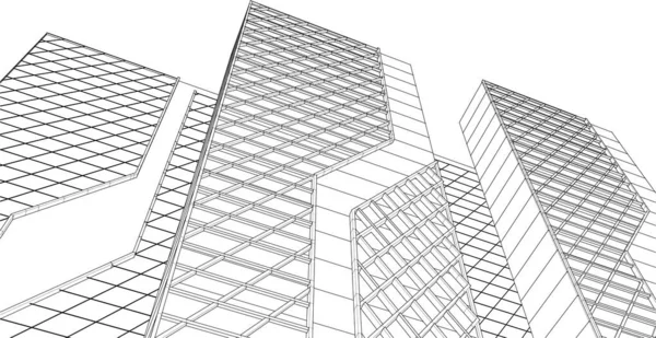 抽象建筑3D示意图 — 图库矢量图片