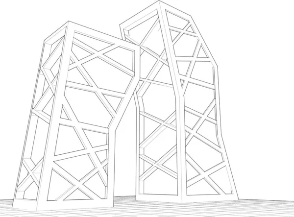 Architecture Abstraite Illustration Croquis — Image vectorielle