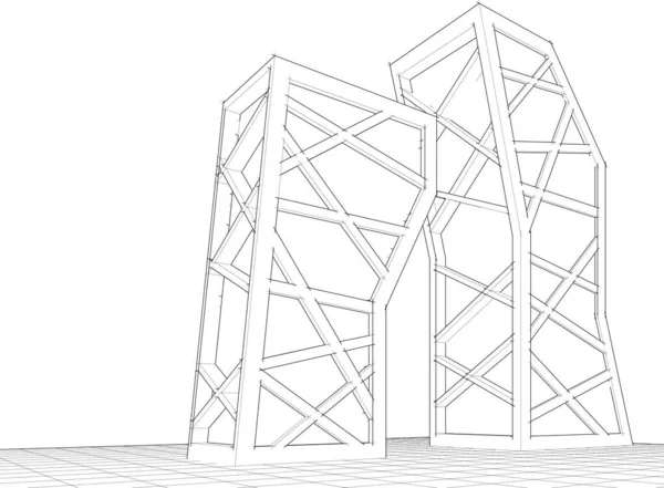 抽象建筑3D示意图 — 图库矢量图片