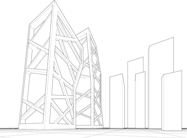 Architecture Abstraite Illustration Croquis — Image vectorielle