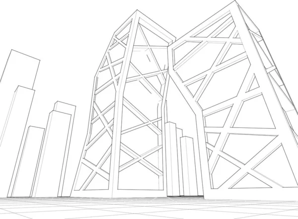 Architecture Abstraite Illustration Croquis — Image vectorielle